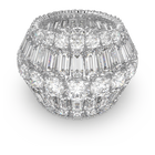 Hyperbola cocktail ring, Large, White, Rhodium plated