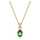swarovski chroma pendant  pear cut  green  18k gold finish