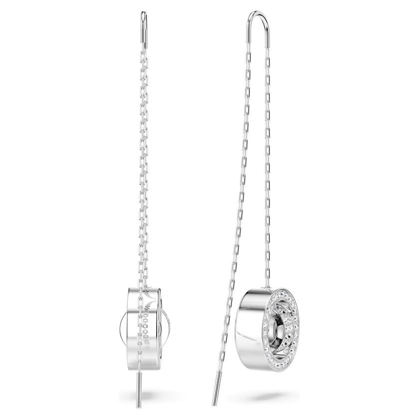 swarovski hollow drop earrings  long  white  rhodium plated