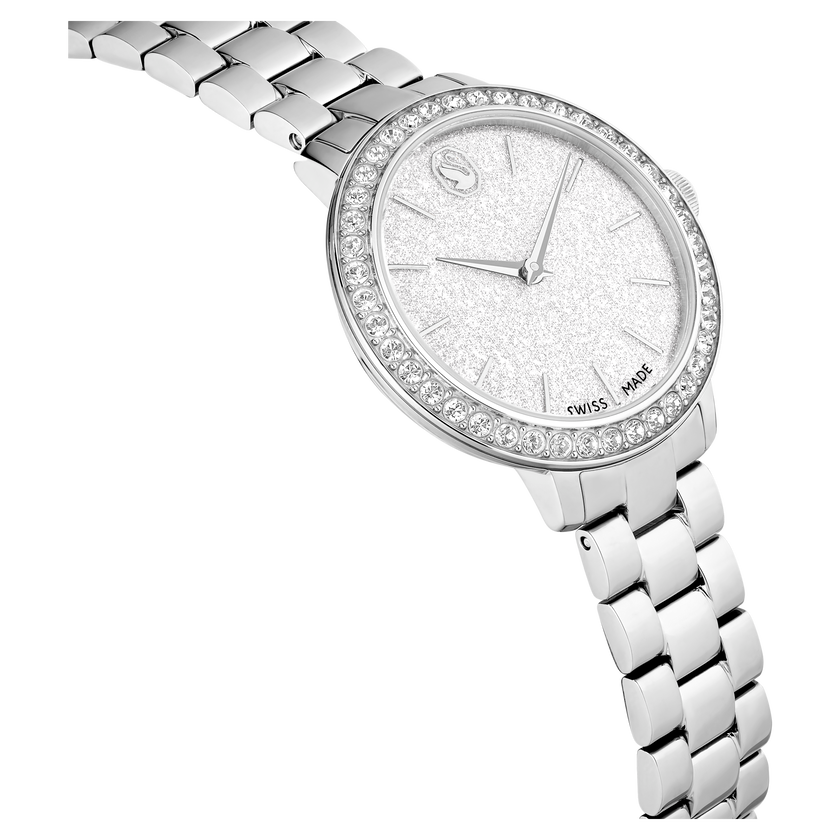 swarovski matrix 3 link watch  swiss made  metal bracelet  silver tone  stainless steel