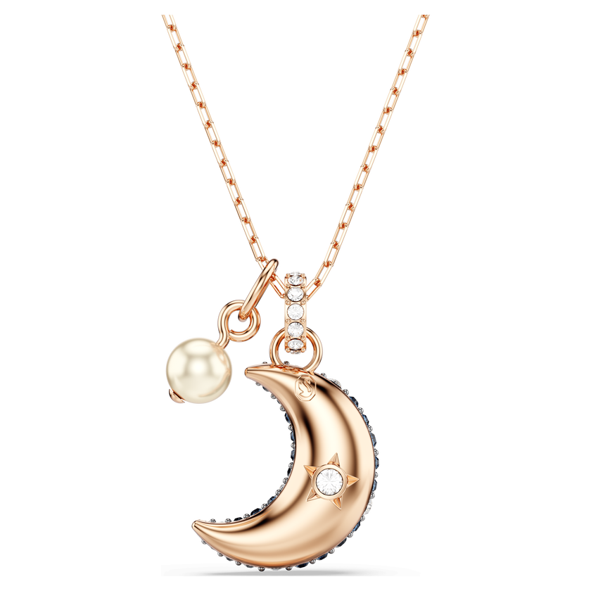 swarovski sublima pendant  crystal pearl  moon  multicolored  rose gold tone plated