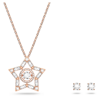 swarovski stella set white rose gold tone plated