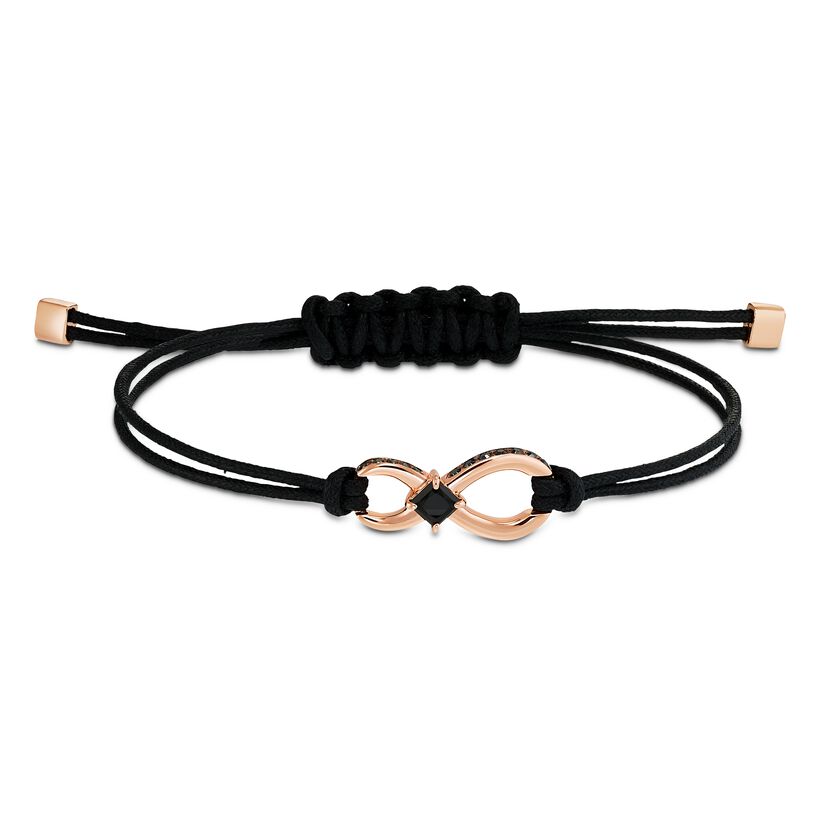 Swarovski Infinity Bracelet, Black, Rose-gold tone plated