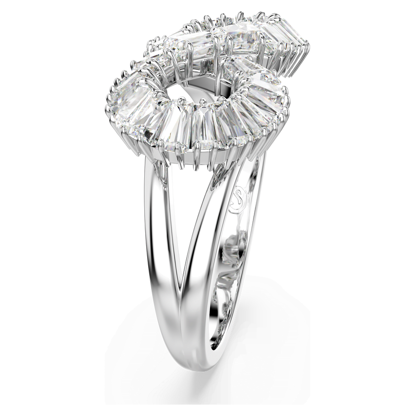 swarovski hyperbola cocktail ring  infinity  white  rhodium plated