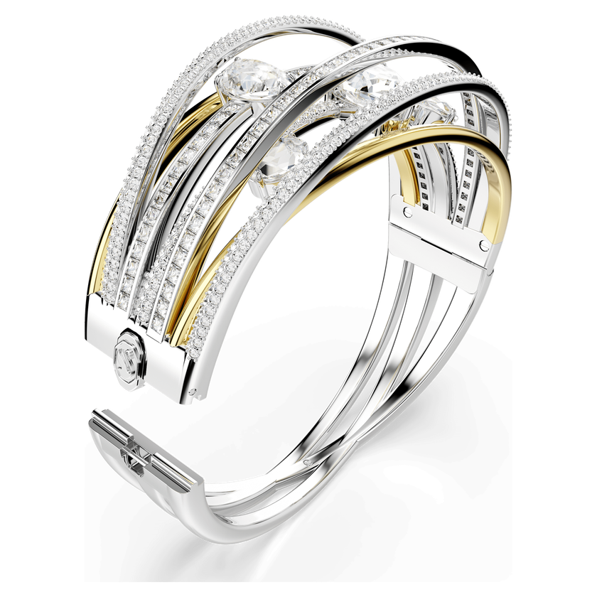 swarovski hyperbola bangle  mixed cuts  white  mixed metal finish