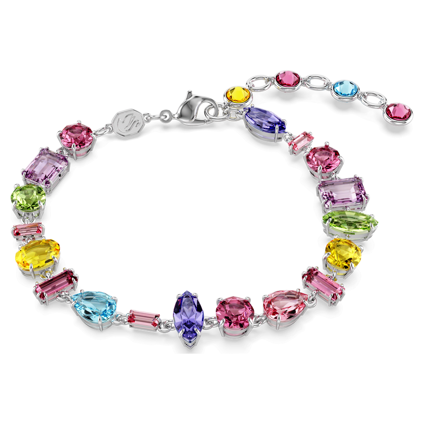 swarovski gema bracelet  mixed cuts  multicolored  rhodium plated
