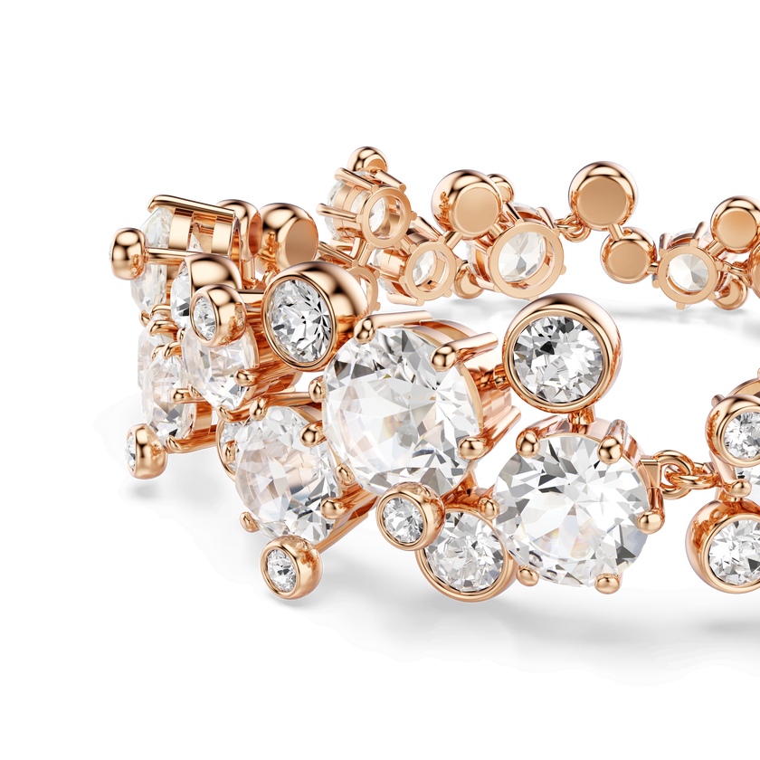 swarovski constella bracelet  round cut  white  18k rose gold finish
