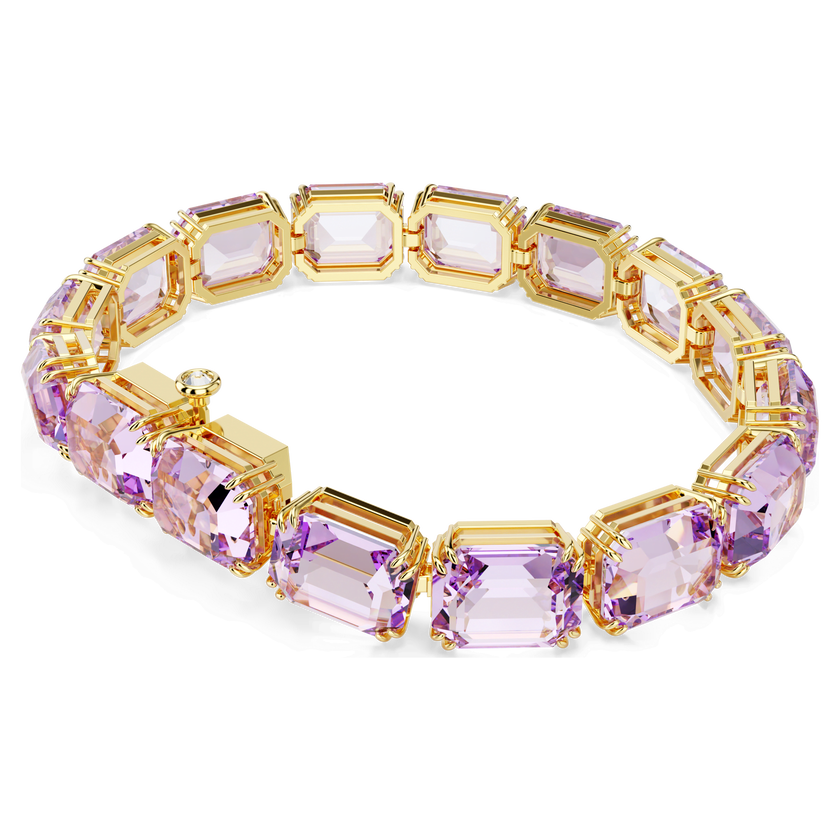 swarovski millenia tennis bracelet  octagon cut  purple  gold tone plated