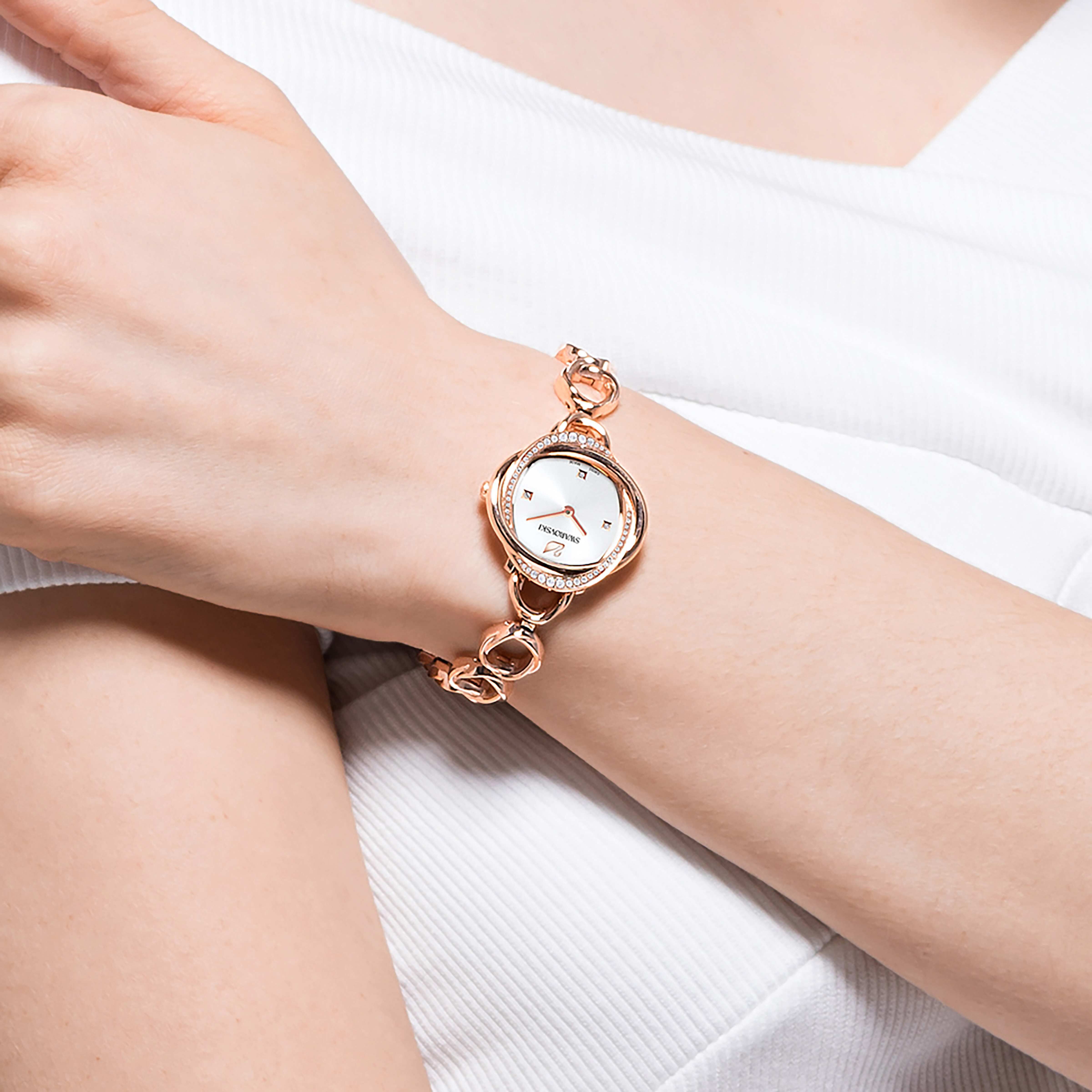 Eternity watch with swarovski crystals rose gold outlet
