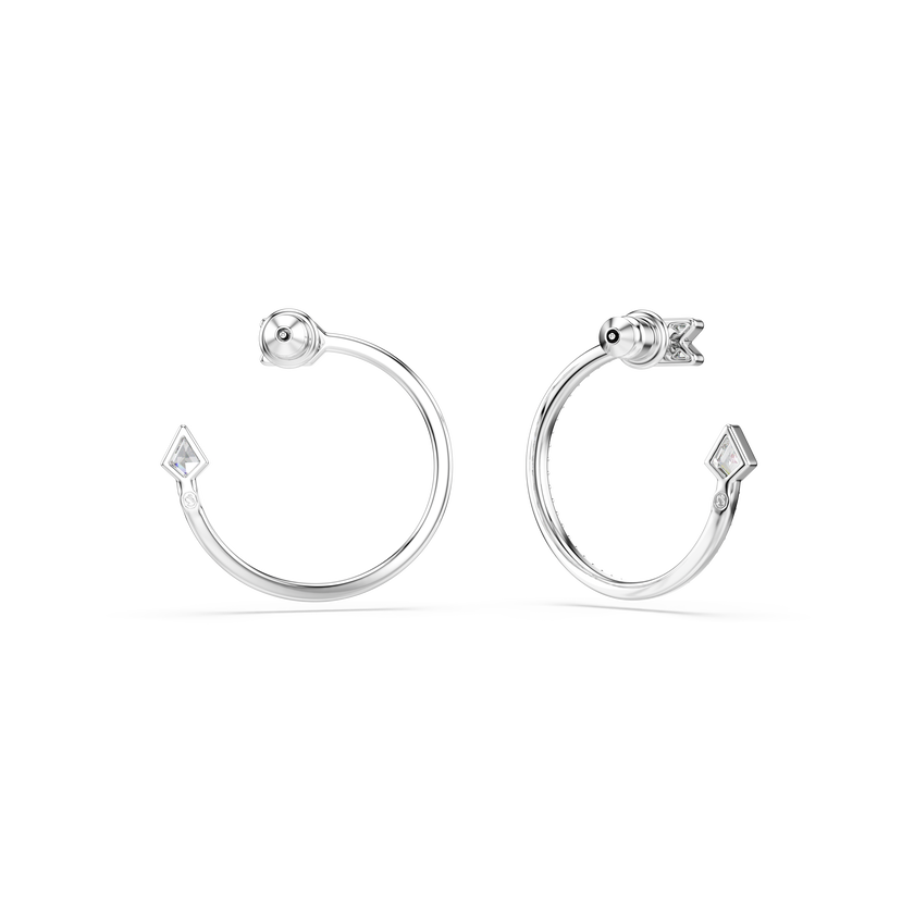 swarovski idyllia hoop earrings  mixed cuts  arrow  white  rhodium plated