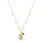 Lime Pineapple Necklace, Multi-colored, gold tone plated