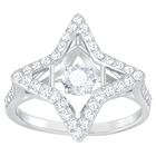 Sparkling Dance Star Ring, White, Rhodium plated