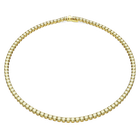 swarovski matrix tennis necklace round cut yellow gold tone plated