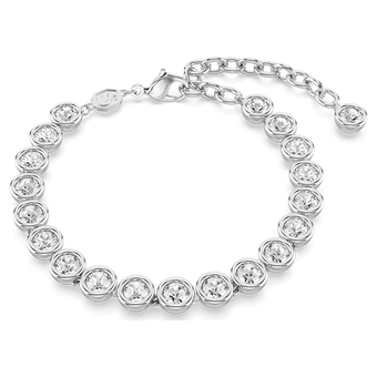 swarovski imber tennis bracelet round cut white rhodium plated
