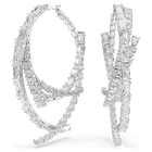 swarovski matrix hoop earrings  mixed cuts  white  rhodium plated