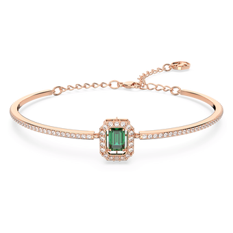 swarovski una bangle  octagon cut  pav   green  rose gold tone plated