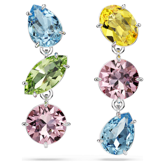 swarovski gema drop earrings asymmetrical design mixed cuts multicolored rhodium plated