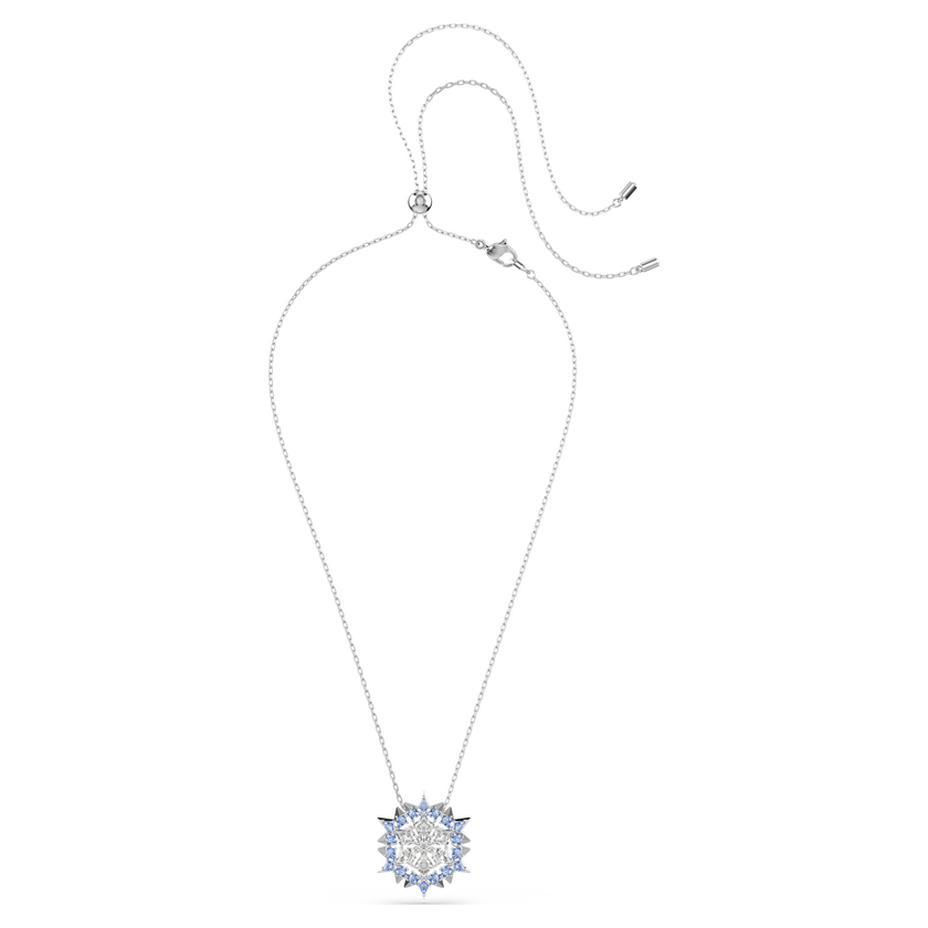 swarovski magic pendant and brooch  snowflake  blue  rhodium plated