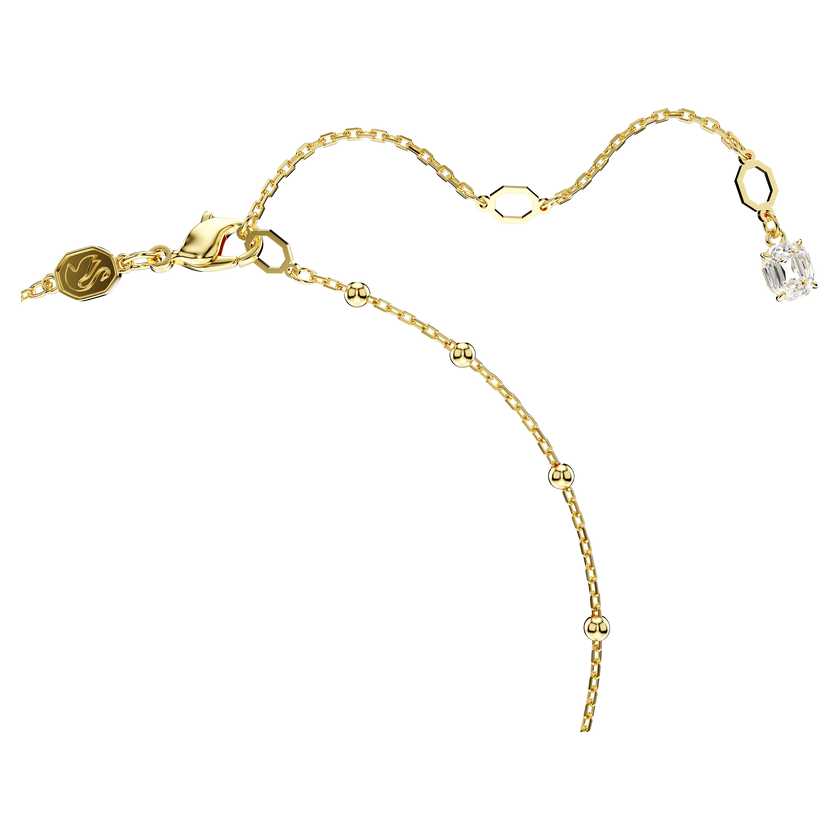 swarovski imber y necklace  round cut  scattered design  white  gold tone plated