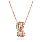 Twist necklace, White, Rose gold-tone plated