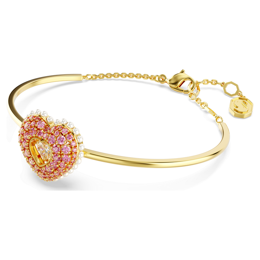 swarovski idyllia bangle  crystal pearl  heart  pink  gold tone plated