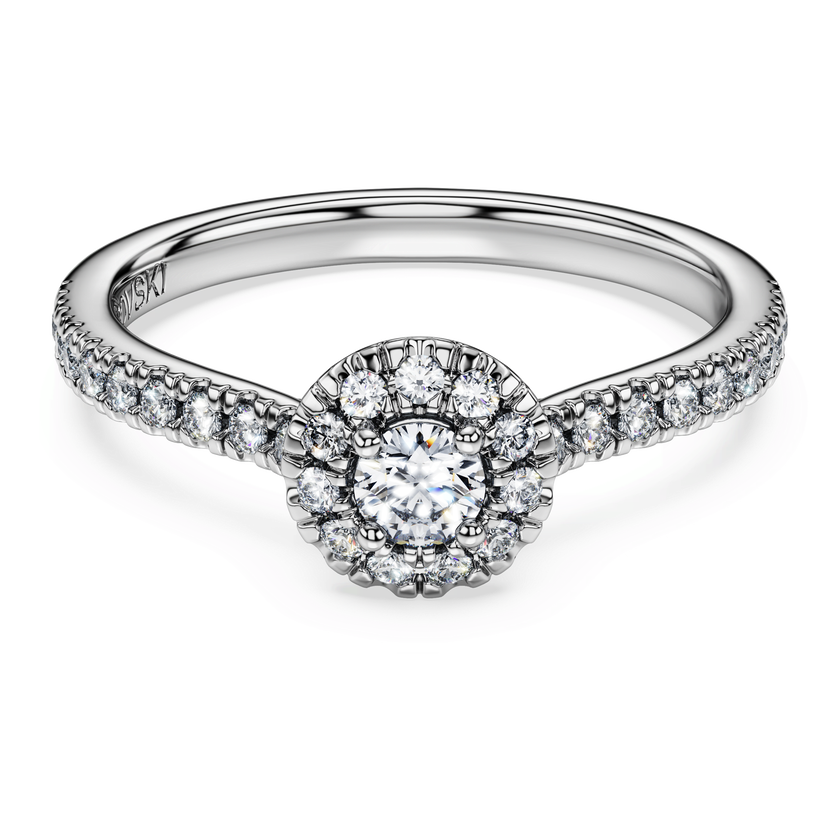 swarovski eternity halo solitaire ring  lab grown diamonds 0 45 ct tw  round shape  sterling silver