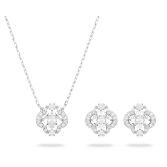 swarovski sparkling dance set mixed cuts clover white rhodium plated
