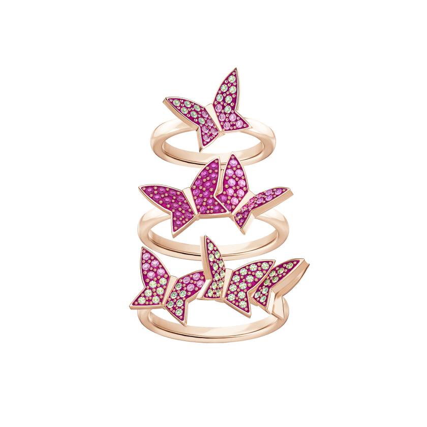 Lilia Ring Set, Multi-Colored, Rose Gold Plating