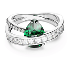 swarovski hyperbola cocktail ring carbon neutral zirconia mixed cuts double bands green rhodium plated