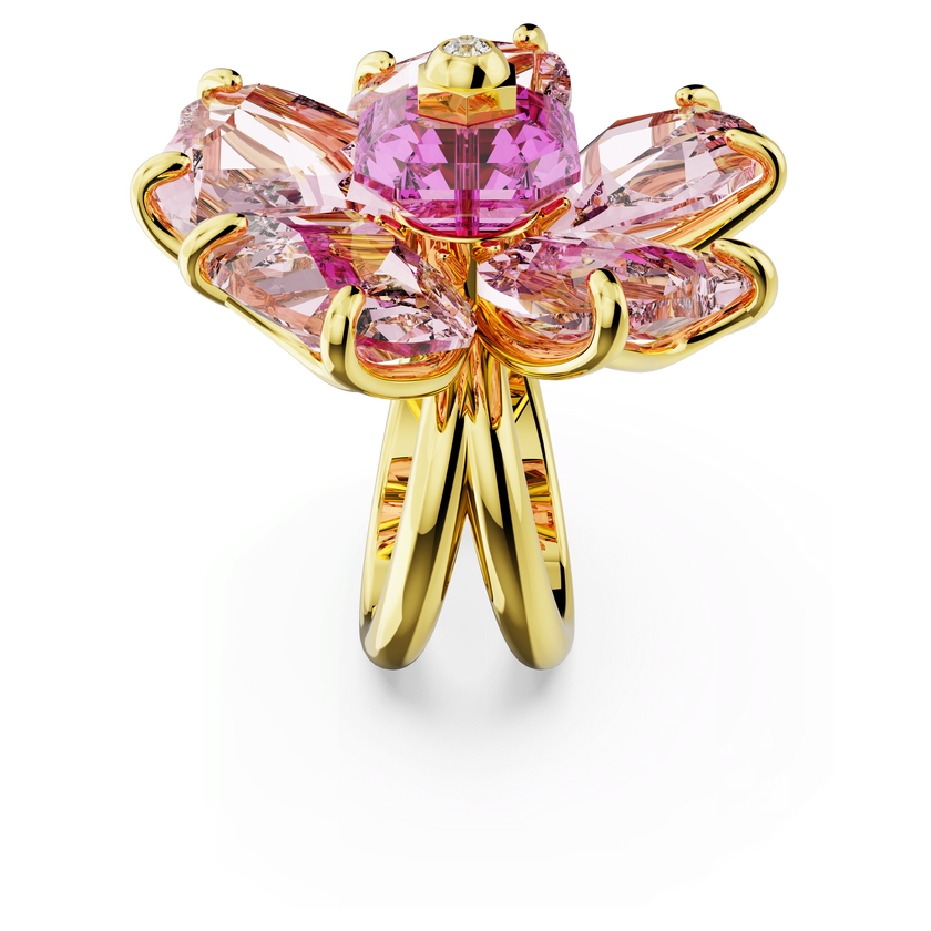 swarovski idyllia cocktail ring  flower  pink  18k gold finish