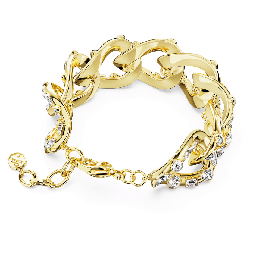 swarovski imber bracelet  statement  mixed cuts  white  gold tone plated