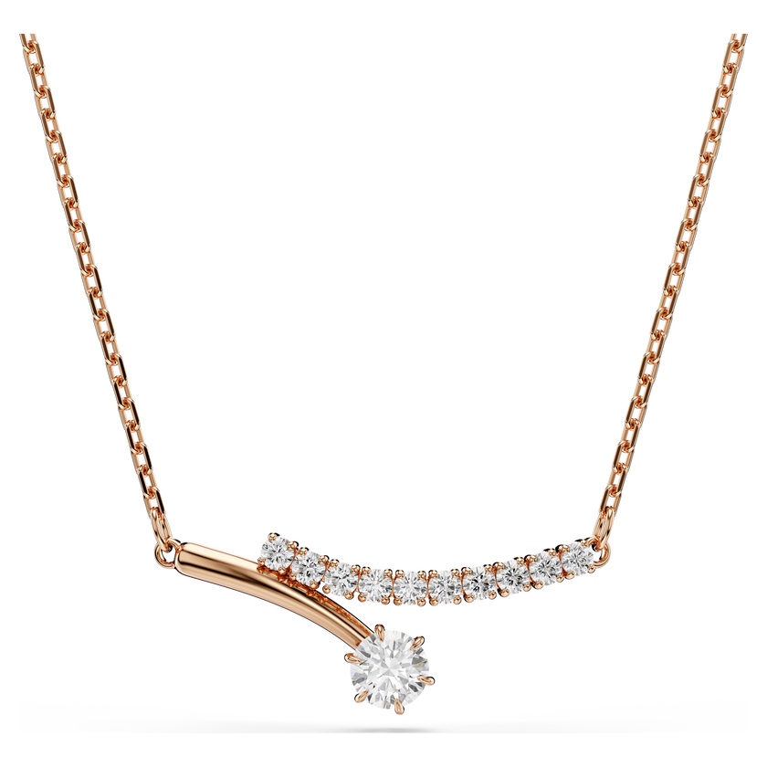 swarovski matrix necklace  round cut  white  18k rose gold finish