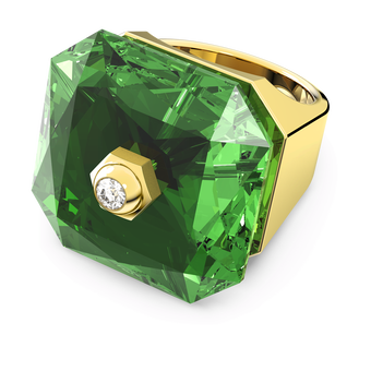 swarovski studiosa ring octagon cut crystal green gold tone plated