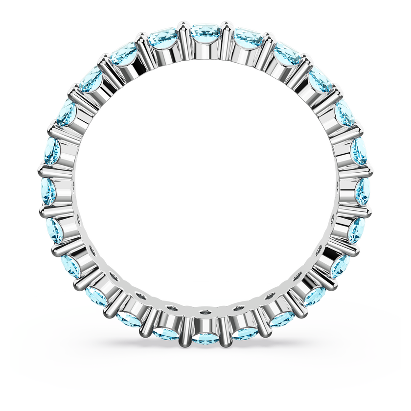 swarovski matrix ring  round cut  blue  rhodium plated