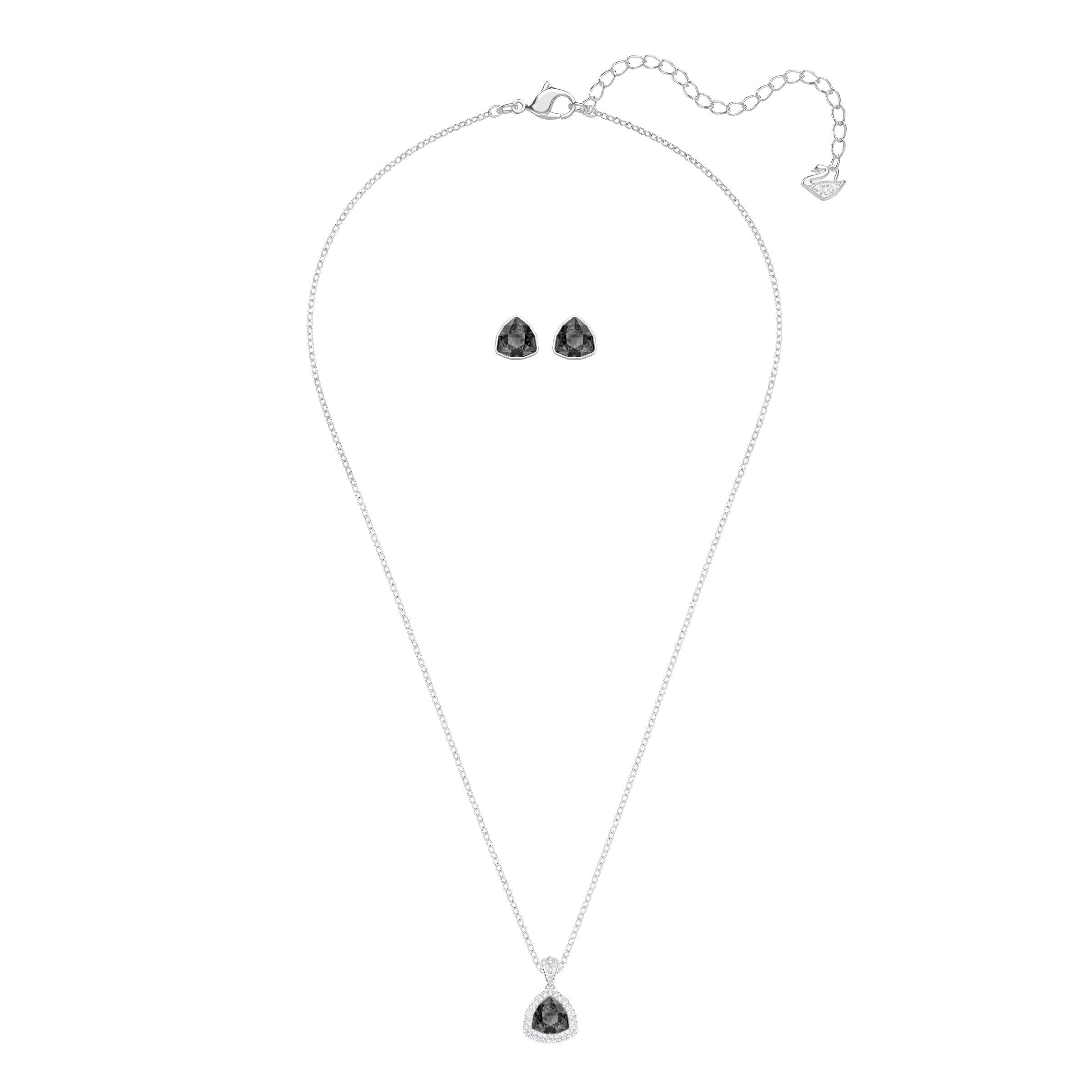 swarovski begin set  trilliant cut  black  rhodium plated