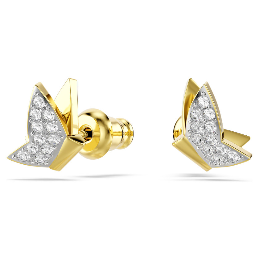 swarovski idyllia lilia stud earrings  butterfly  white  gold tone plated
