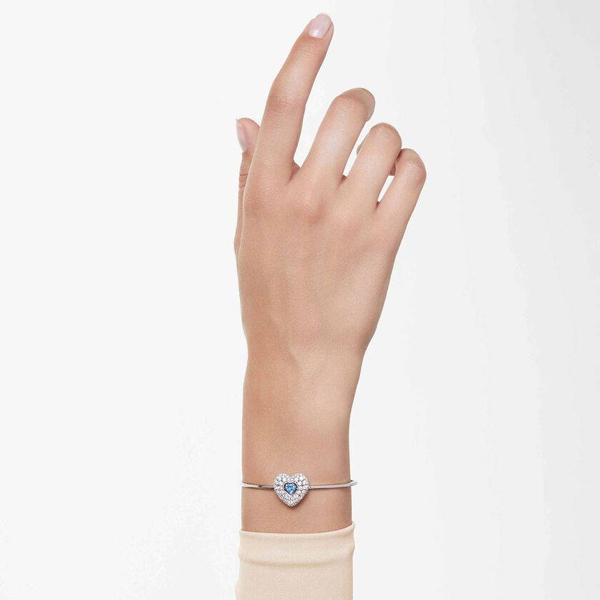 swarovski idyllia bangle  heart  blue  rhodium plated