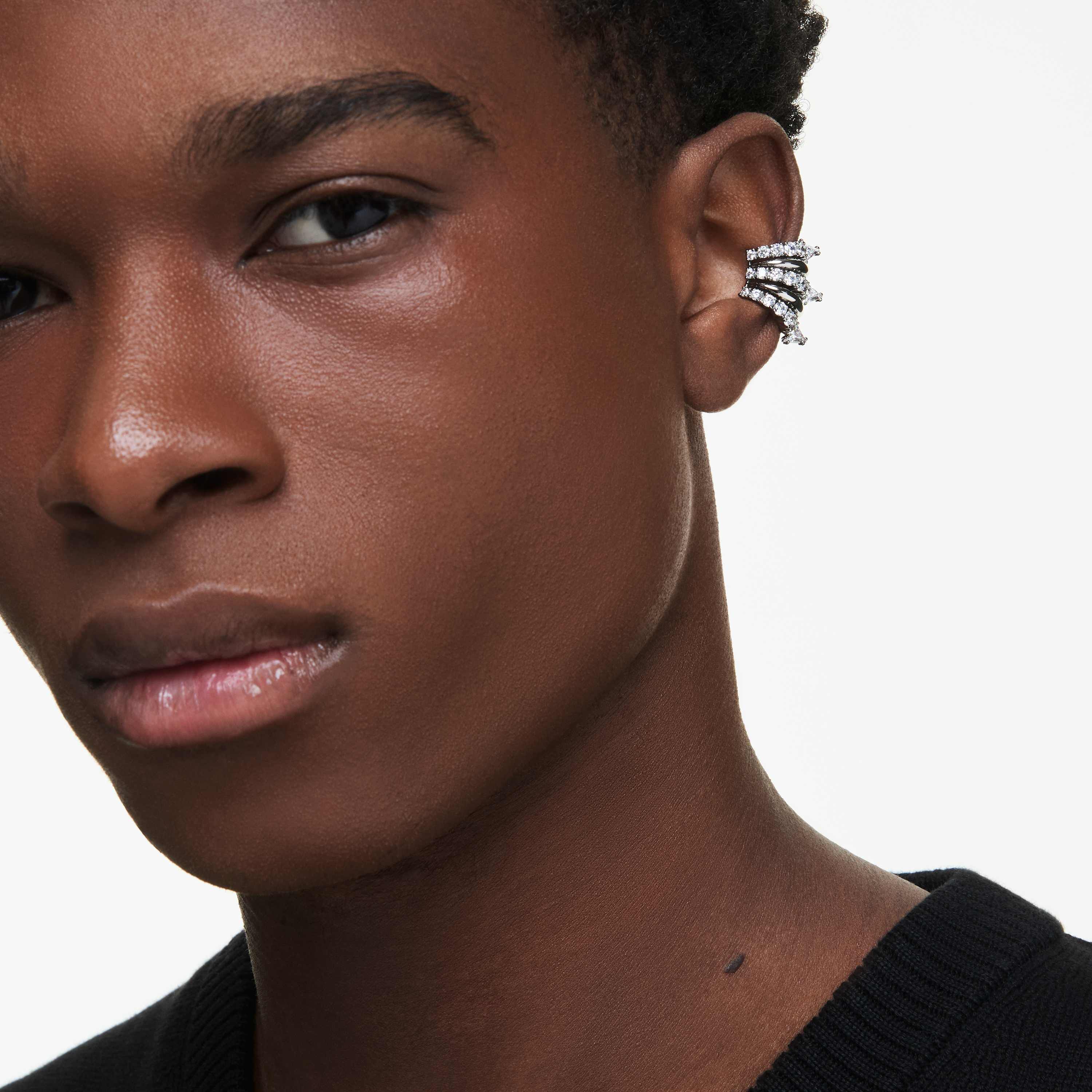 swarovski sublima ear cuffs  white  ruthenium plated