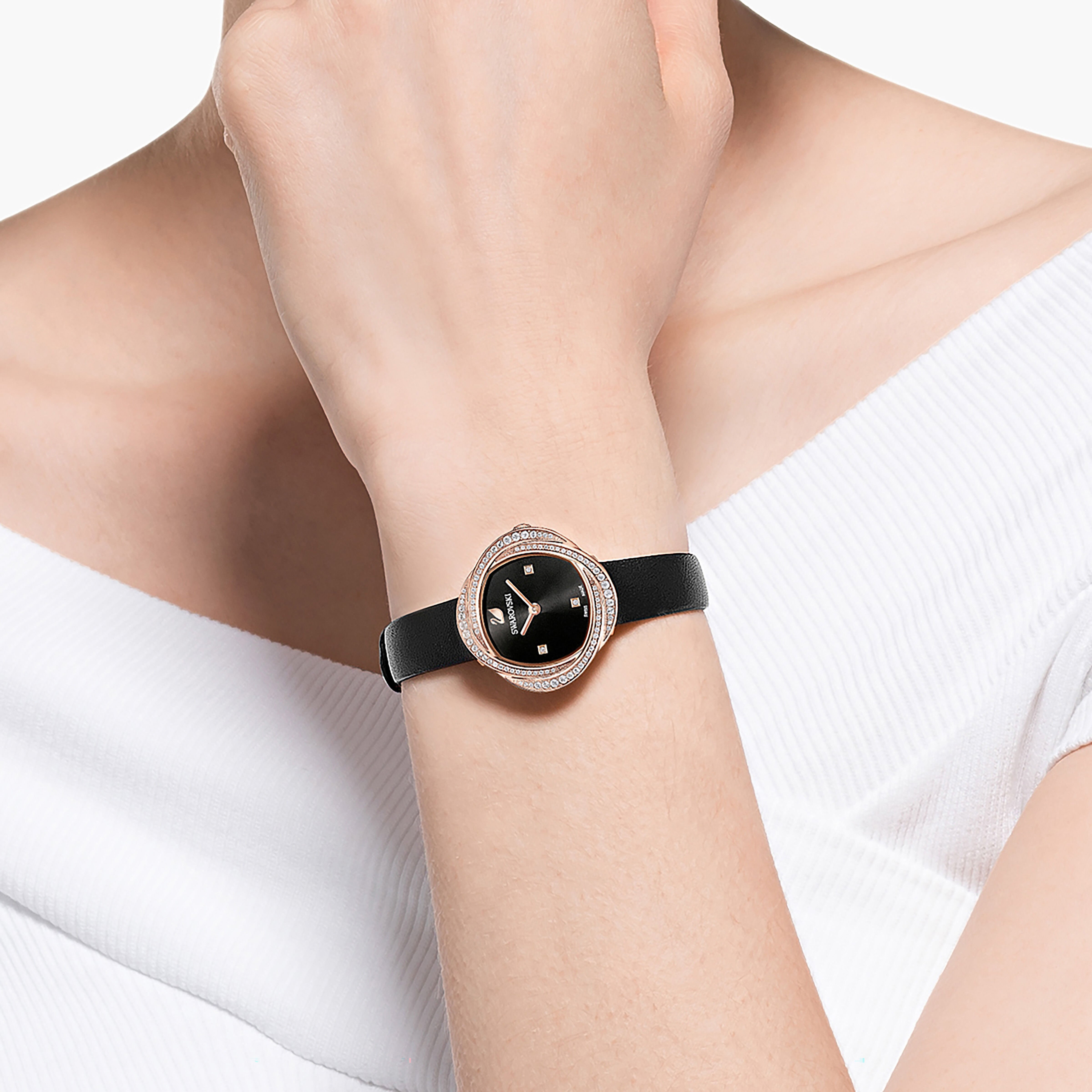 Swarovski black crystal watch on sale