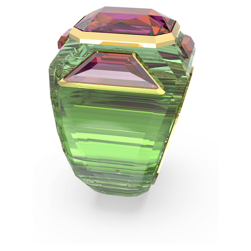 swarovski chroma cocktail ring  green  gold tone plated