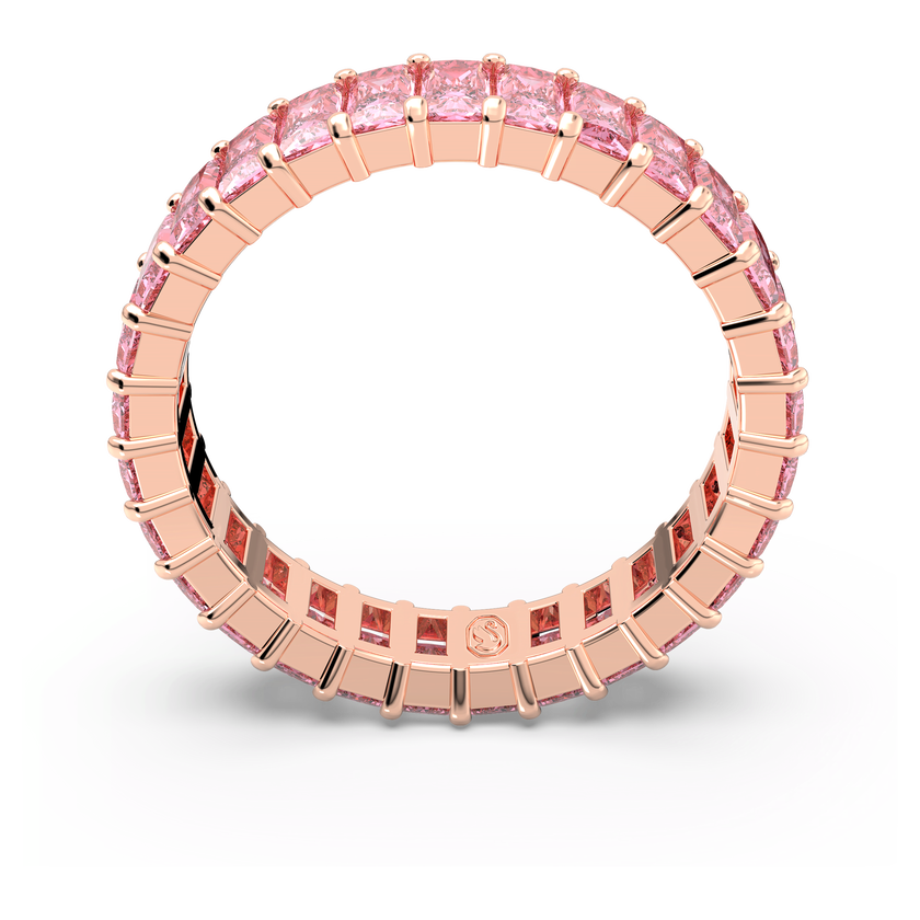 swarovski matrix ring  baguette cut  pink  rose gold tone plated