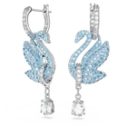 swarovski swan drop earrings swan blue rhodium plated