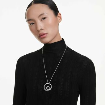 swarovski matrix pendant  baguette cut  white  rhodium plated