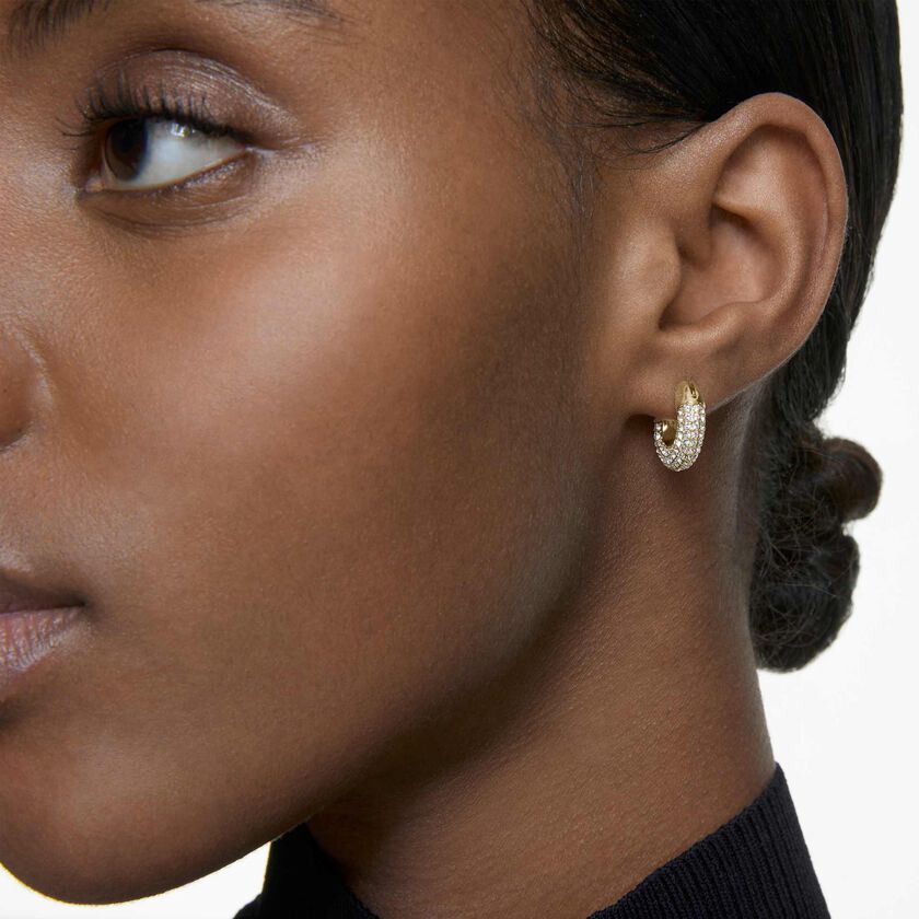 swarovski dextera hoop earrings  pav   white  gold tone plated