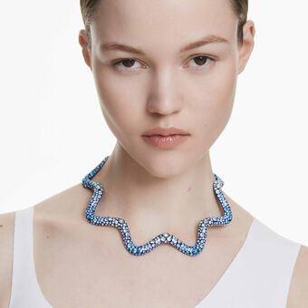 swarovski sublima choker  mixed cuts  blue  blue finish