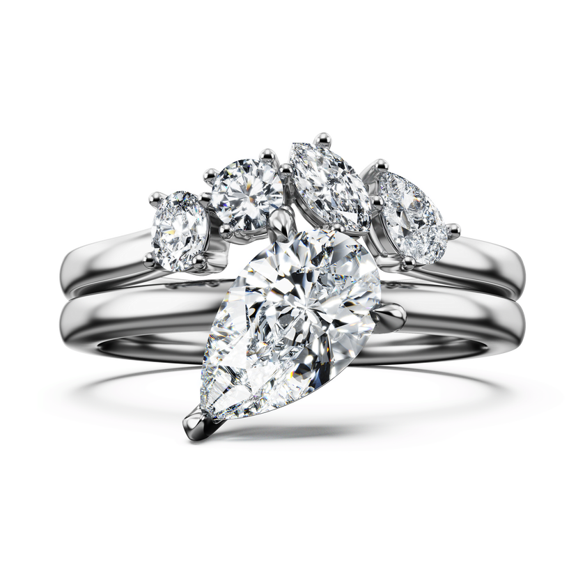 swarovski galaxy ring  laboratory grown diamonds 1 4 ct tw  18k white gold
