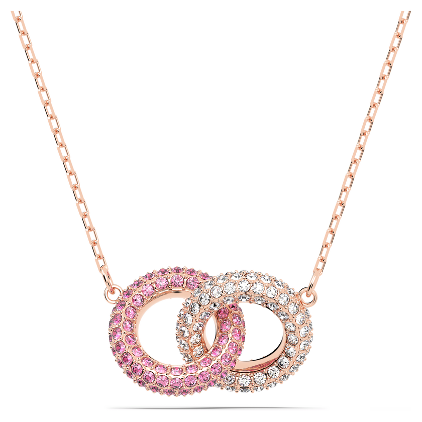 Dextera necklace, Intertwined circles, Pink, Rose gold-tone plated