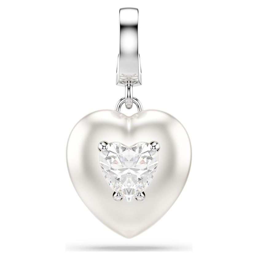 swarovski idyllia charm  mixed cuts  pearl colored coating  heart  white  rhodium plated