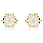 swarovski magic stud earrings  mixed cuts  snowflake  white  18k gold finish