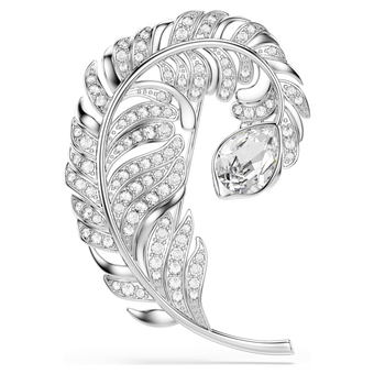 swarovski idyllia brooch  mixed cuts  feather  rhodium plated